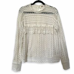 Free People White Cream Lace Blouse Size Large